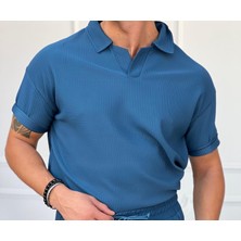 Modefendicom Fitil Desen Kesik Yaka Oversıze T-Shirt