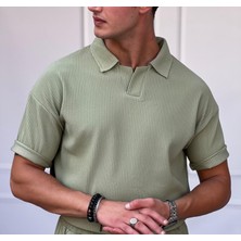 Modefendicom Fitil Desen Kesik Yaka Oversıze T-Shirt