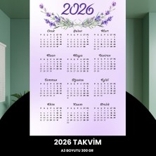 Takvim 2026 Premium A3 300 gr Dijital Baskı Lavanta