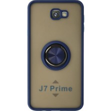 Eco Samsung Galaxy J7 Prime Kılıf Montreal Yüzüklü Silikon Kapak - Lacivert