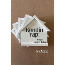 Nart Handicraft 10'lu Beyaz Boyalı Üçgen Tablo | Ham Çerçeve | Ahşap Boyama Aktivite | Kendin Yap Objeler