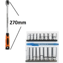 ALWAYSSPEED Rico 1/4 Uzun Cırcır Kolu 270MM 1/4 Uzun ve Kısa Lokma Takımı Seti 17 Parça