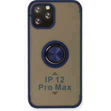 Eco Apple Iphone 12 Pro Max Kılıf Montreal Yüzüklü Silikon Kapak - Lacivert