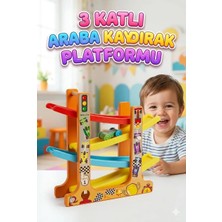 Farbu Oyuncak 3 Katlı Araba Kaydırak Platformu ve 5 Adet Yarış Arabalı Oyuncak Seti