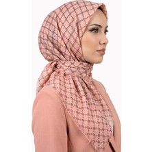 Hadiora Kadın Somon Soyut Desenli Flamlı Eşarp