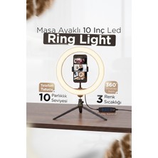 Masa Ayaklı 10 Inç LED Ring Lıght Influencer Youtuber Tiktok Telefon Tutucu Makyaj Işığı