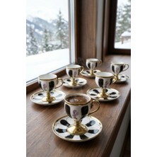 Acar Eloise 6 Kişilik Porselen Kahve Fincan Takımı Siyah - 90 ml
