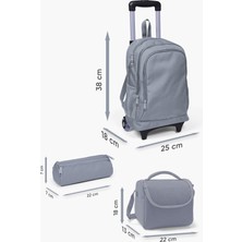 Coral High Kids Lacivert Ekose Fiyonk Desenli Çekçekli 3'lü Çanta Seti SET0134007