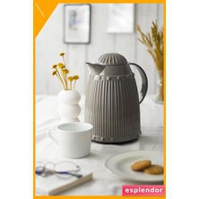 Esplendor 1 Litre Isı Yalıtımlı Cam Içli Çay Termosu Gri 12 Saat Sıcak Tutma