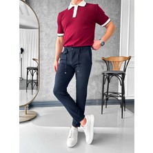 Modefendicom Ip ve Düğme Detaylı %100 Gofre Kumaş Jogger Pantolon