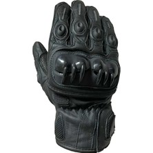 Venom Motosiklet Eldiveni Deri Siyah Full Korumalı Motorcu Eldiveni