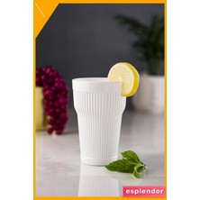 Esplendor Uzun Boy Akrilik Su Bardağı 400ML Beyaz Kırılmaz Meşrubat Bardağı