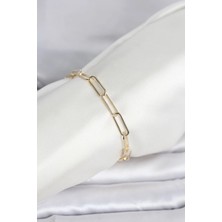 Mey Ithalat® cm 14K Gold Renk Kalın Ataç Zincir Model Kadın Bileklik