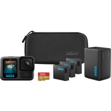 Gopro HERO13 Black Genişletilmiş Güç Paketi - Çift Şarj Cihazı, 3 Enduro Pil, 1 Kavisli Yapışkan Montaj Parçası, 64 GB Microsd Kart, Montaj Klipsi + Başparmak Vidası, 2 Usb-C Kablosu, Kamera Çantası