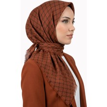 Hadiora Kadın Kiremit Soyut Desenli Flamlı Eşarp
