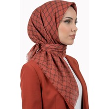 Hadiora Kadın Gül Kurusu Soyut Desenli Flamlı Eşarp