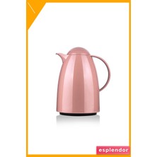 Esplendor 1 Litre Cam Içli Isı Yalıtımlı Çay Termosu Kremit Renk 12 Saat Sıcak Tutma