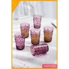 Esplendor Akrilik Mürdüm 6'lı Kısa Bardak & Su Meşrubat Kahve Yanı Bardağı 400 ml ( Cam Değildir )