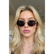 Ren Eyewear PANTERA Metal Oval Güneş Gözlüğü Lazer Kesme Siyah Cam – Premium Tasarım UV400 Korumalı