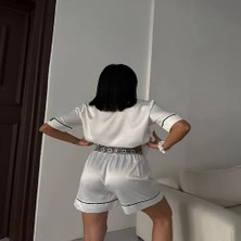 Velare Saten Kısa Kollu Şortlu Pijama Takımı