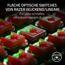 Razer Deathstalker V2 (Kırmızı Anahtar) - Optik Düşük Profilli Oyun Klavyesi (Doğrusal Optik Anahtarlar, Hyperspeed ​​​​kablosuz, Usb-C, Lazerle Kazınmış Tuş Başlıkları) Qwertz De Düzeni | Siyah