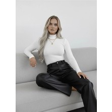 Hashtag Kadın Balıkçı Yaka Uzun Kollu Body – Basic Düz Model