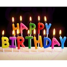 Eco Rengarenk Happy Birthday Yazılabilen Doğum Günü Mumu