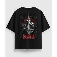 Oversize Siyah Tişört Erkek – Odin Iskandinav Tanrı Baskılı, %100 Pamuk Premium Streetwear