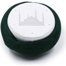 Sarıkhane Cami Sarığı – Yeşil Kumaş – Beyaz Takke – Çapraz Sarım – Cami Nakışlı – 7 Metre