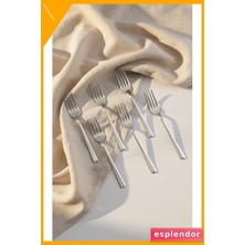Esplendor 6 Parça Paslanmaz Çelik Yemek Çatalı Seti 20CM Gümüş Renk