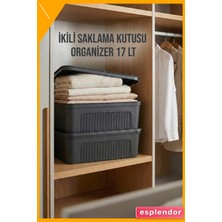 Esplendor 17 Lt Kapaklı Saklama Kutusu 2 Parça Füme 46X31X15CM Gardırop Düzenleyici