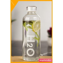 Esplendor Borosilikat Cam Su Şişesi Vakum Kapaklı Matara Beyaz 1 Litre