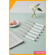 Esplendor 6 Parça Paslanmaz Çelik Yemek Bıçağı Beyaz Saplı 15 cm