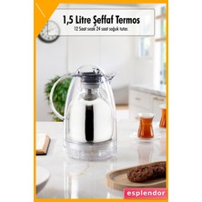 Esplendor 1,5 Litre Isı Yalıtımlı Cam Termos Şeffaf Soğuk Sıcak Tutucu