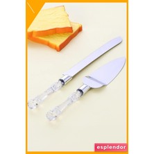 Esplendor Pasta Servis Seti 2 Parça Paslanmaz Çelik Spatula Bıçak 30CM Şeffaf