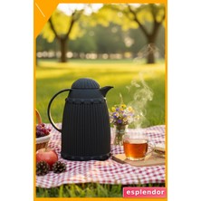 Esplendor 1 Litre Cam Iç Hazneli Isı Yalıtımlı Termos Siyah 12 Saat Sıcak Tutar