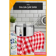 Esplendor Paslanmaz Çelik Sütlük Sosluk 850ML 14CM Orta Boy Kaçerola