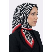 Hadiora Siyah Kırmızı Zebra Desenli Mio Caz Eşarp