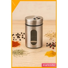 Esplendor Metal Kapaklı Cam Tuzluk 100ML Gri 4X4X8CM Masa Üstü