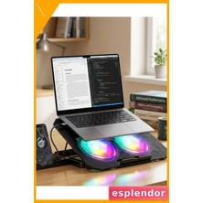 Esplendor Notebook Soğutucu Stand Rgb Aydınlatmalı Iki Fanlı Laptop Altlığı