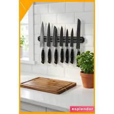 Esplendor 55 cm Manyetik Bıçak Tutucu Duvar Askısı Siyah Metal Şerit Mıknatıslı