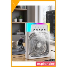 Esplendor Su Püskürtmeli Mini Klima Fan USB Şarjlı Masaüstü Soğutucu Rgb Işıklı
