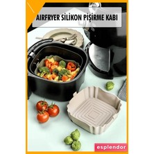 Esplendor Silikon Kare Hava Fritöz Pişirme Kabı 17CM Krem Bütün Modellere Uyumlu