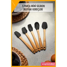 Esplendor 5 Parça Mini Spatula Seti Bambu Saplı Siyah 20CM