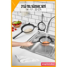 Esplendor 3 Boy Tencereye Takılan Tel Süzgeç Seti 14-17-22CM Gri