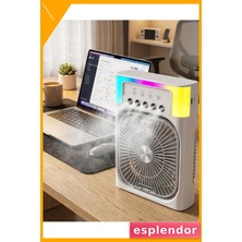 Esplendor USB Şarjlı Masaüstü Soğutucu Fan Su Püskürtmeli Renkli Işıklı