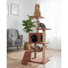 Die Grup Gül Kurusu Renkli Hamaklı Lüx Kedi Tırmalama Oyun Evi