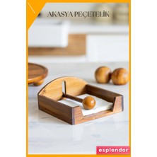 Esplendor Kare Ahşap Peçetelik 19X19CM Akasya Ağacı Doğal Dokulu