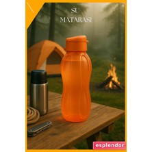 Esplendor 1 Litre Plastik Sporcu Matara Turuncu 6X6X28CM Hafif Suluk