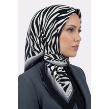 Hadiora Siyah Gri Zebra Desenli Mio Caz Eşarp